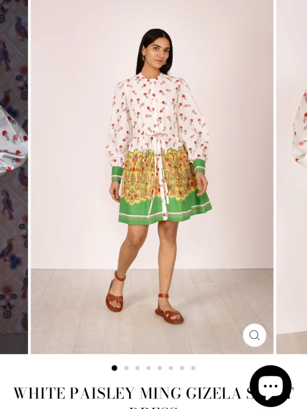 WHITE PAISLEY MING GIZELA SHIRT
White Paisley Mini Dress with Green Border